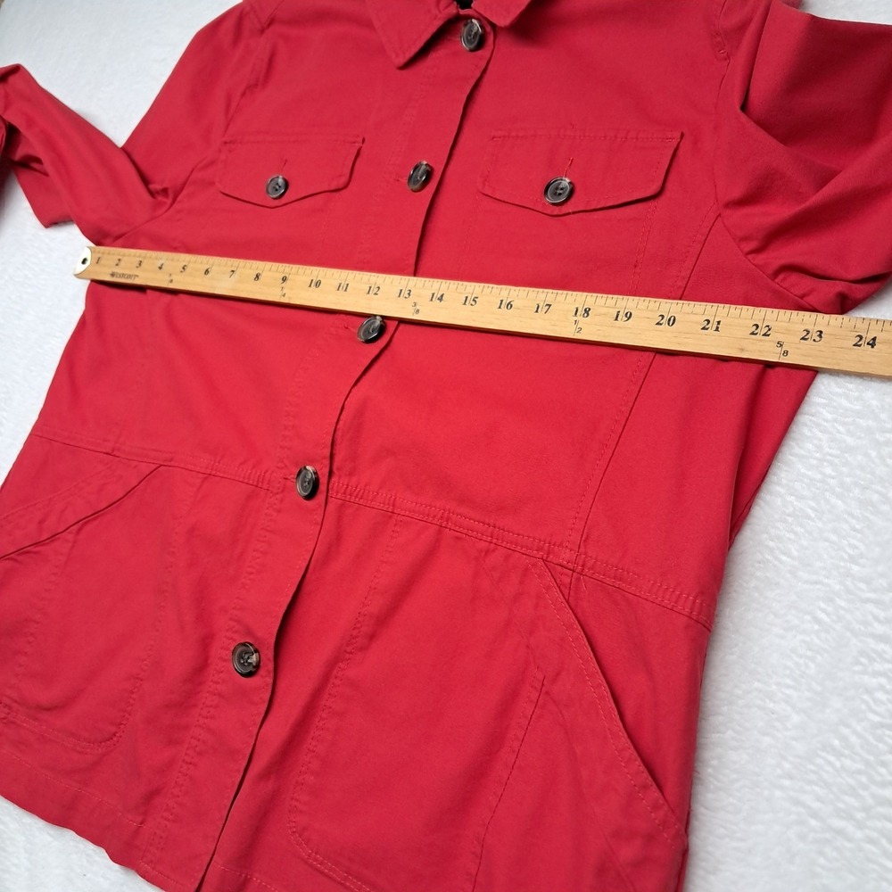 NWOT Talbots Tailored Utility Jacket Womens XL Red Canvas Field Coat Button Up - Picture 10 of 11